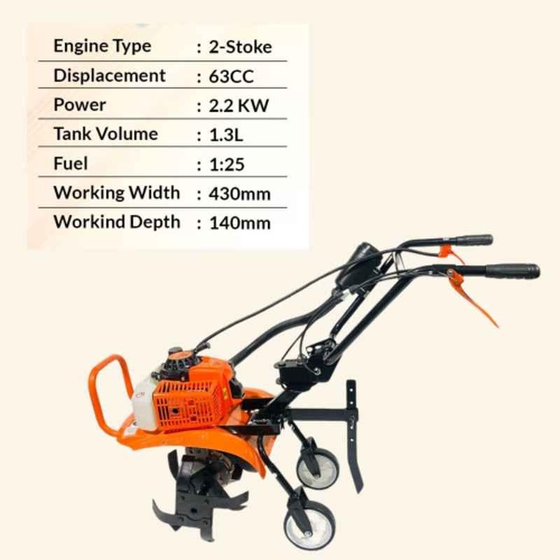 3HP 63cc 2 Stroke Petrol Engine Mini Tiller - Image 3