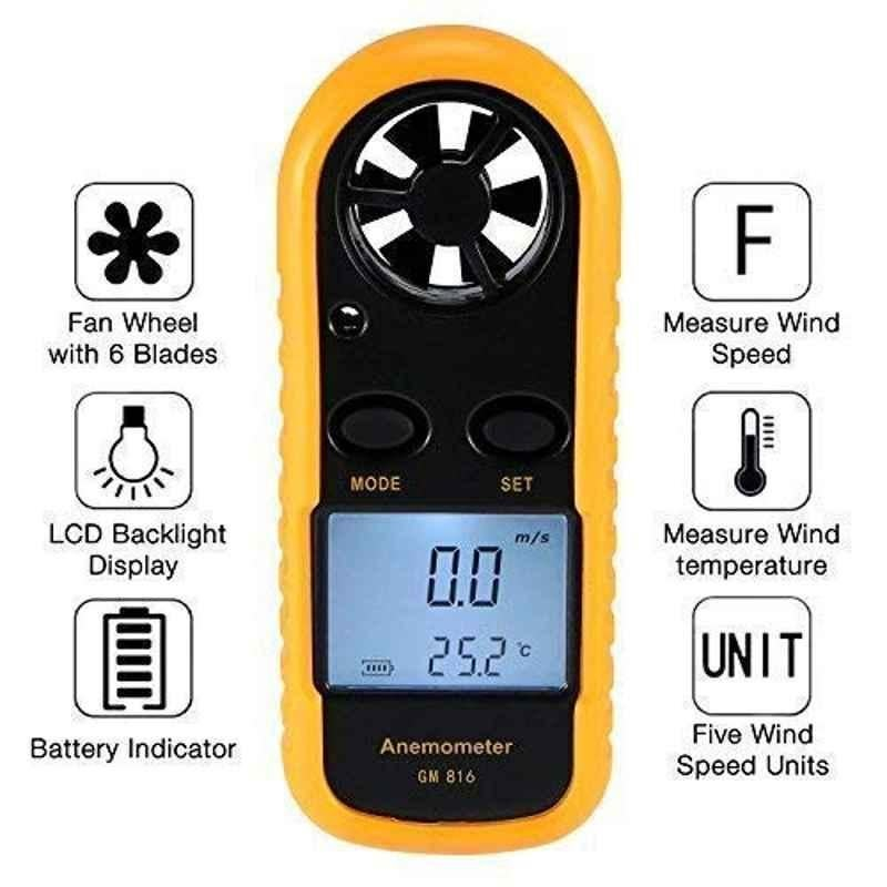 True Sense GM816 30m/s Portable Anemometer Thermometer LCD Air Wind Speed Gauge with Temperature Tester - Image 2